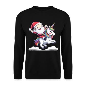Le Père Noël chevauche une licorne - Sweat-shirt Unisexe - noir - Devant - Alina (178cm) & Michal (187cm)