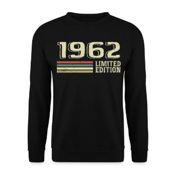 Jahrgang 1962 Geburtstag 1962 Jahrgang 1962 - Unisex Pullover - Schwarz - Vorne - Alina (178cm) & Michal (187cm)