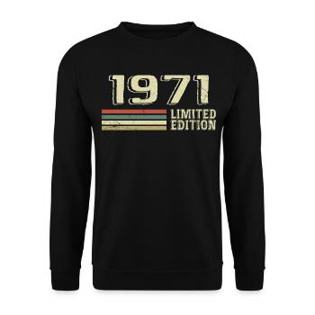 Jahrgang 1971 Geburtstag 1971 Jahrgang 1971 - Unisex Pullover - Schwarz - Vorne - Alina (178cm) & Michal (187cm)