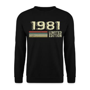 Jahrgang 1981 Geburtstag 1981 Jahrgang 1981 - Unisex Pullover - Schwarz - Vorne - Alina (178cm) & Michal (187cm)