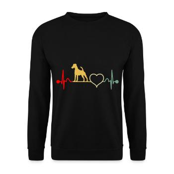 Smooth Fox Terrier Fox Terrier Heartbeat Vintage - Sweat-shirt Unisexe - noir - Devant - Alina (178cm) & Michal (187cm)