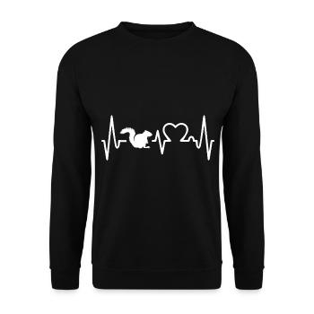 Erdmännchen Herzschlag - Unisex Pullover - Schwarz - Vorne - Alina (178cm) & Michal (187cm)