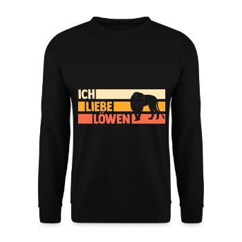 Löwe Löwen - Unisex Pullover - Schwarz - Vorne - Alina (178cm) & Michal (187cm)