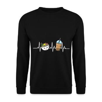 Asian Japanese Food Ramen Tea I Gift - Unisex Sweatshirt - black - Front - Alina (178cm) & Michal (187cm)