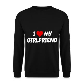 I Love My Girlfriend Beautiful Valentinstag Herz - Unisex Pullover - Schwarz - Vorne - Alina (178cm) & Michal (187cm)