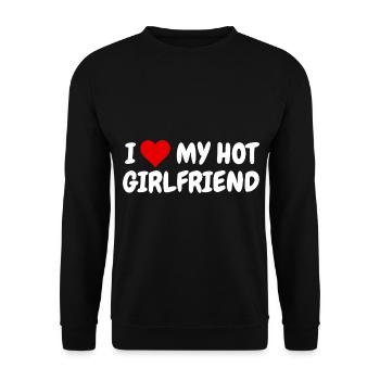 I Love My Hot Girlfriend Partygeschenk Maturareise - Unisex Pullover - Schwarz - Vorne - Alina (178cm) & Michal (187cm)