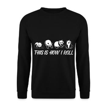 Panda Bär Niedlich Liebhaber Geschenkidee - Unisex Pullover - Schwarz - Vorne - Alina (178cm) & Michal (187cm)