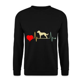 Bedlington Whippet Hund Vintage Herzschlag - Unisex Pullover - Schwarz - Vorne - Alina (178cm) & Michal (187cm)