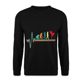 Retro Evolution Kickboxer Vintage Kickboxer Fight - Unisex Sweatshirt - black - Front - Alina (178cm) & Michal (187cm)