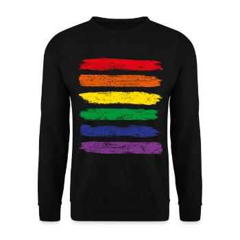 Regenbogenfahne Flagge LGBT CSD schwul lesbisch - Unisex Pullover - Schwarz - Vorne - Alina (178cm) & Michal (187cm)