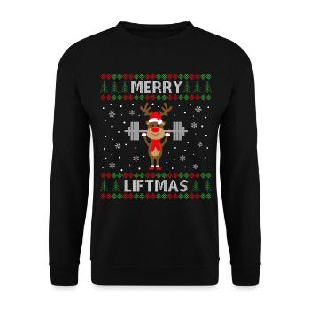 Merry Liftmas - Unisex Sweatshirt - black - Front - Alina (178cm) & Michal (187cm)