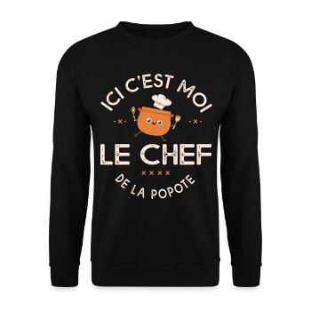 chef de la popote cuisine drôle - Sweat-shirt Unisexe - noir - Devant - Alina (178cm) & Michal (187cm)