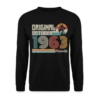 Oktober 1963 Geburtstag Oktober 1963 Geschenk 1963 - Unisex Pullover - Schwarz - Vorne - Alina (178cm) & Michal (187cm)