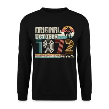 Oktober 1972 Geburtstag Oktober 1972 Geschenk 1972 - Unisex Pullover - Schwarz - Vorne - Alina (178cm) & Michal (187cm)