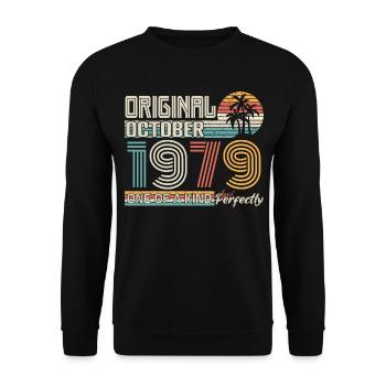 Oktober 1979 Geburtstag Oktober 1979 Geschenk 1979 - Unisex Pullover - Schwarz - Vorne - Alina (178cm) & Michal (187cm)