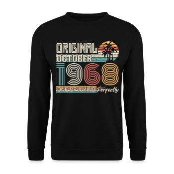Oktober 1968 Geburtstag Oktober 1968 Geschenk 1968 - Unisex Pullover - Schwarz - Vorne - Alina (178cm) & Michal (187cm)