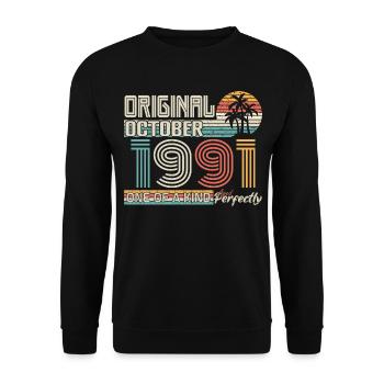 Octobre 1991 anniversaire October 1991 cadeau 1991 - Sweat-shirt Unisexe - noir - Devant - Alina (178cm) & Michal (187cm)