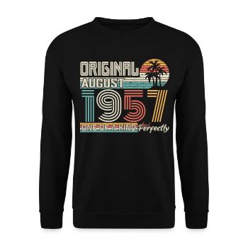 August 1957 anniversaire August 1957 cadeau - Sweat-shirt Unisexe - noir - Devant - Alina (178cm) & Michal (187cm)