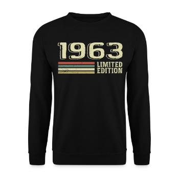 Jahrgang 1963 Geburtstag 1963 Jahrgang 1963 - Unisex Pullover - Schwarz - Vorne - Alina (178cm) & Michal (187cm)