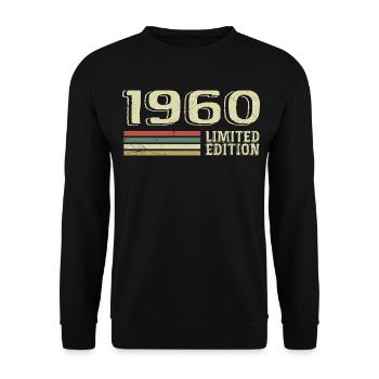 Born in 1960 Birthday 1960 Vintage 1960's - Unisex Sweatshirt - black - Front - Alina (178cm) & Michal (187cm)