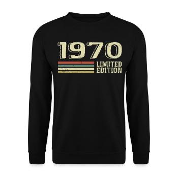 Born in 1970 Birthday 1970 Vintage 1970's - Unisex Sweatshirt - black - Front - Alina (178cm) & Michal (187cm)