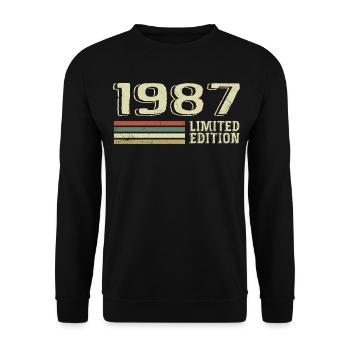 Jahrgang 1987 Geburtstag 1987 Jahrgang 1987 - Unisex Pullover - Schwarz - Vorne - Alina (178cm) & Michal (187cm)