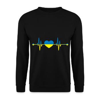 Herzschlag Ukrainer Ukraine - Unisex Pullover - Schwarz - Vorne - Alina (178cm) & Michal (187cm)