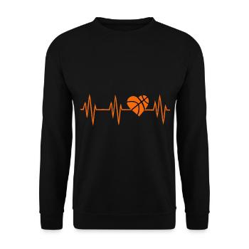Basketball Basketballer Herzschlag - Unisex Pullover - Schwarz - Vorne - Alina (178cm) & Michal (187cm)