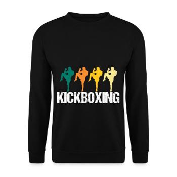 Retro Kickboxer Vintage Fighter Kickboxing MMA - Unisex Sweatshirt - black - Front - Alina (178cm) & Michal (187cm)