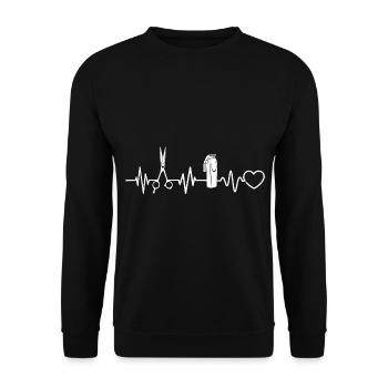 Barbier palpitant coiffeur coupe-cheveux - Sweat-shirt Unisexe - noir - Devant - Alina (178cm) & Michal (187cm)