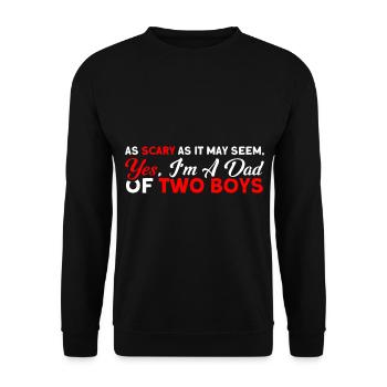Vintage Vater Papa Zwei Jungen - Unisex Pullover - Schwarz - Vorne - Alina (178cm) & Michal (187cm)