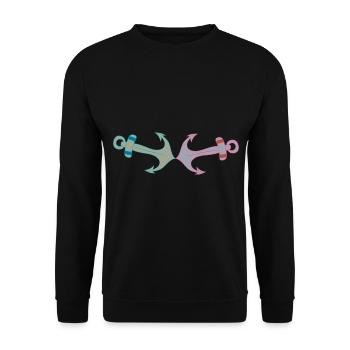 Ancre rétro Vintage Ahoy Seafarers Maritime - Sweat-shirt Unisexe - noir - Devant - Alina (178cm) & Michal (187cm)