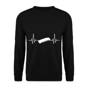 Mundharmonika Mundharmonikaspieler - Unisex Pullover - Schwarz - Vorne - Alina (178cm) & Michal (187cm)