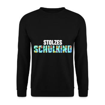 Schüler Schulanfang Einschulung Schulkind - Unisex Pullover - Schwarz - Vorne - Alina (178cm) & Michal (187cm)