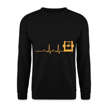 3D Druck Modellbau Herzschlag - Unisex Pullover - Schwarz - Vorne - Alina (178cm) & Michal (187cm)