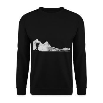 Man in nature for climbers and mountains - Unisex Sweatshirt - black - Front - Alina (178cm) & Michal (187cm)