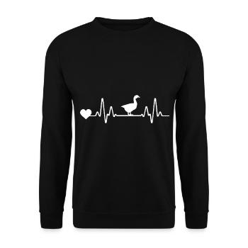 Heartbeat ECG Line Goose Geese - Unisex Sweatshirt - black - Front - Alina (178cm) & Michal (187cm)