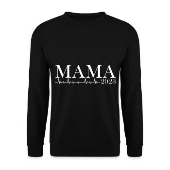 Mutter 2023 Schwanger Werdende Mama - Unisex Pullover - Schwarz - Vorne - Alina (178cm) & Michal (187cm)