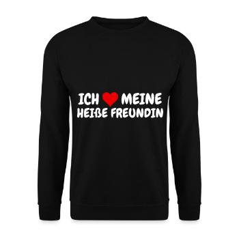 I Love My Hot Girlfriend Red Heart Hot Girl - Unisex Sweatshirt - black - Front - Alina (178cm) & Michal (187cm)