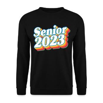 Senior Class Of 2023 Retro Graduation Party Geschenk - Unisex Pullover - Schwarz - Vorne - Alina (178cm) & Michal (187cm)