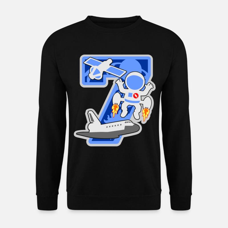 Astronaut 7. Geburtstagsparty Nummer 7 - 7 Jahre - Unisex Pullover - Schwarz