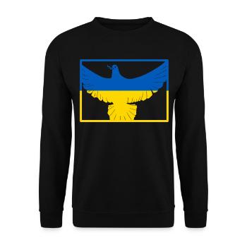 Friedenstaube Ukraine Krieg Frieden - Unisex Pullover - Schwarz - Vorne - Alina (178cm) & Michal (187cm)