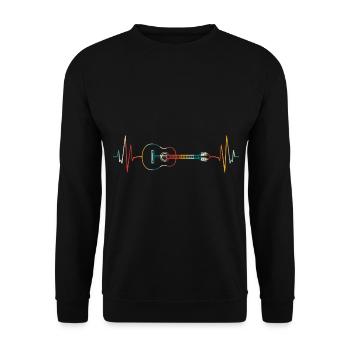 Guitar Heartbeat Retro Guitarist - Unisex Sweatshirt - black - Front - Alina (178cm) & Michal (187cm)