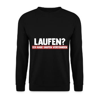 Bier Saufen Läufer Joggen Laufen - Unisex Pullover - Schwarz - Vorne - Alina (178cm) & Michal (187cm)