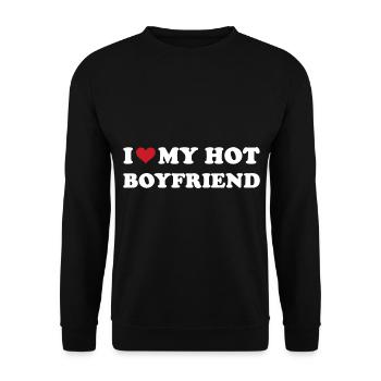 Je coeur mon petit ami chaud - Sweat-shirt Unisexe - noir - Devant - Alina (178cm) & Michal (187cm)