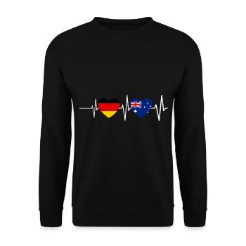 Australier Deutscher Herzschlag Deutschland Austra - Unisex Pullover - Schwarz - Vorne - Alina (178cm) & Michal (187cm)