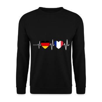 Franzose Deutscher Herzschlag Frankreich Deutschla - Unisex Pullover - Schwarz - Vorne - Alina (178cm) & Michal (187cm)