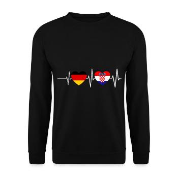 Kroate Herzschlag Deutschland Kroatien Geschenk - Unisex Pullover - Schwarz - Vorne - Alina (178cm) & Michal (187cm)
