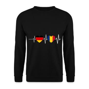 Romanians Germany Romania Heartbeat - Unisex Sweatshirt - black - Front - Alina (178cm) & Michal (187cm)
