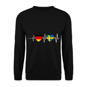 Suède Suédois Suédois Battement de Coeur - Sweat-shirt Unisexe - noir - Devant - Alina (178cm) & Michal (187cm)